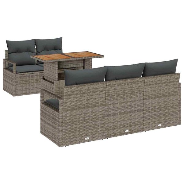 vidaXL Ensemble de canapé de jardin 6 Pièces Gris 100 x 55 x 73 cm