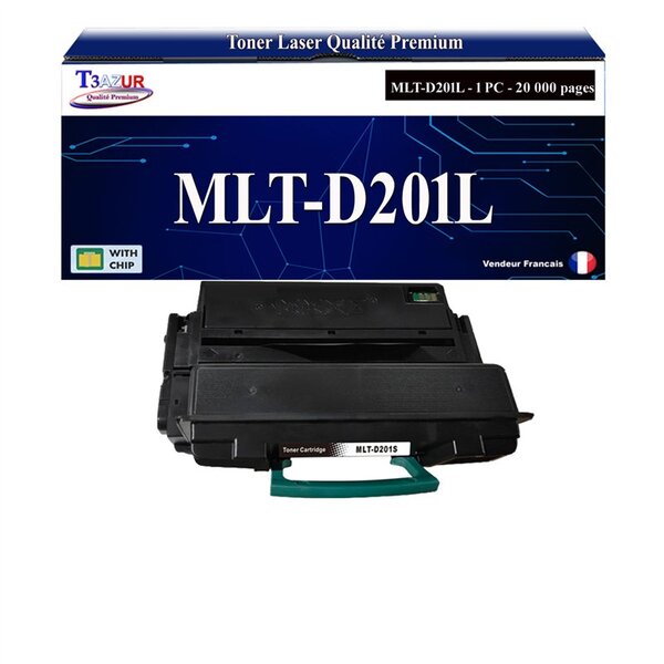 T3AZUR - Toner compatible avec Samsung MLT-D201L MLTD201L pour Samsung ProXpress M4030ND M4080FX M 4030ND M 4080FX