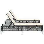 vidaXL Chaises longues lot de 2 avec table noir résine tressée