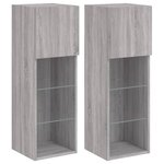 vidaXL Meubles TV avec lumières LED 2 Pièces sonoma gris 30 5x30x90 cm