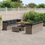 vidaXL Ensemble de canapé de jardin 11 Pièces Gris polyrotin
