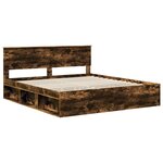 vidaXL Cadre de lit Chêne fumé 200 x 200 cm Bois d'ingénierie