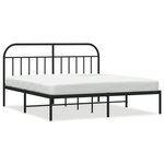 vidaXL Cadre de lit métal avec tête de lit noir 183x213 cm