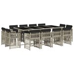 vidaXL Ensemble à manger de jardin et coussins 13 Pièces gris clair rotin