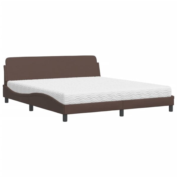 vidaXL Lit avec matelas marron 180x200 cm similicuir