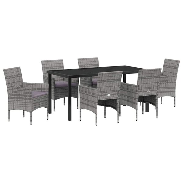 vidaXL Ensemble de salle à manger pour jardin 7 Pièces Gris Poly rotin