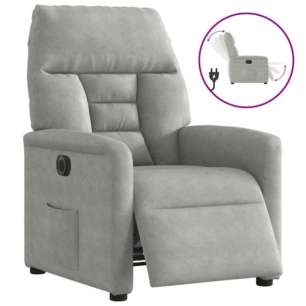 vidaXL Fauteuil inclinable électrique gris clair tissu microfibre