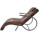 Vidaxl chaise longue avec oreiller marron tissu daim