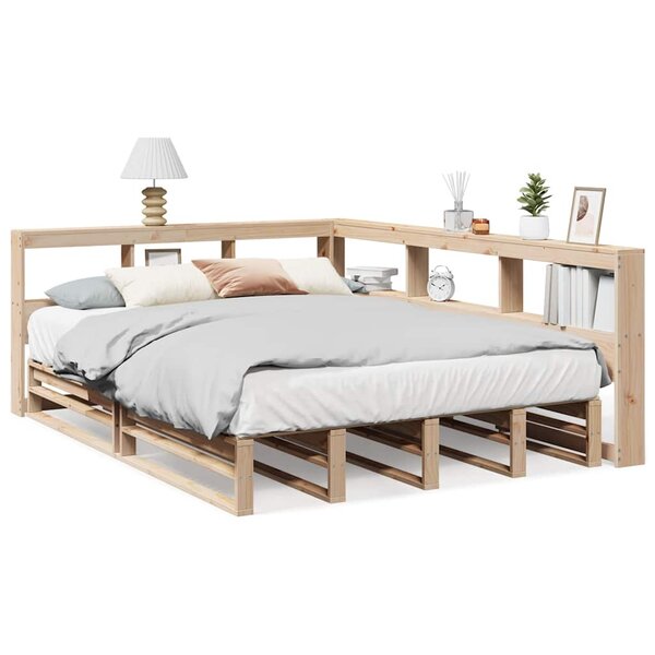 vidaXL Lit bibliothèque sans matelas 140x190 cm bois de pin massif