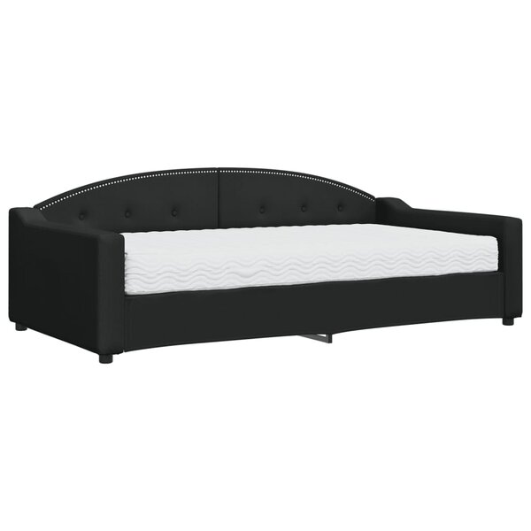 vidaXL Lit de jour avec matelas noir 100x200 cm tissu