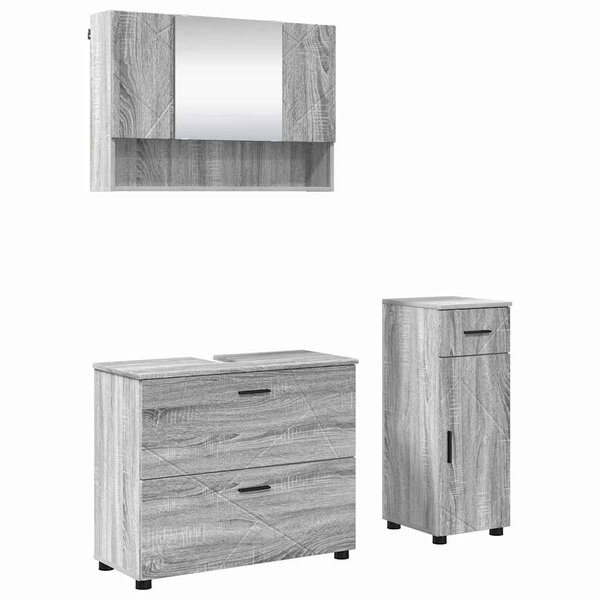 vidaXL Ensemble de mobilier de salle de bain 3 Pièces Gris Sonoma