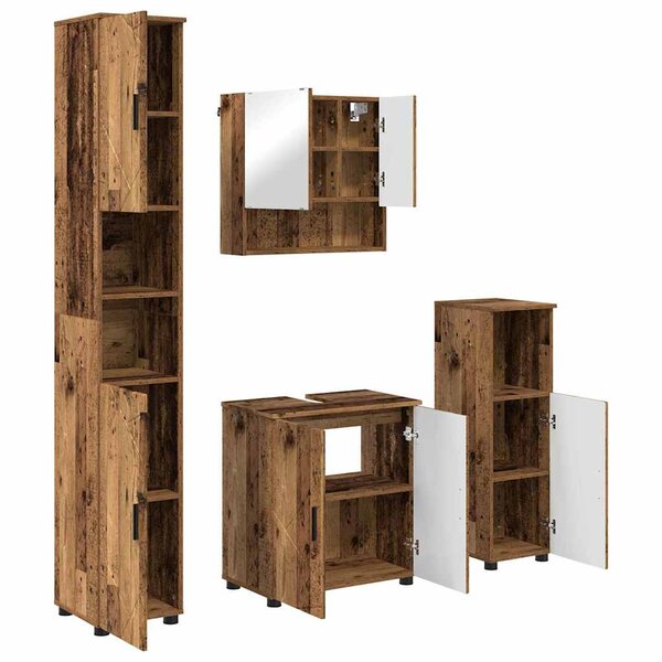 vidaXL Ensemble de mobilier de salle de bain 4 Pièces Bois Ancien