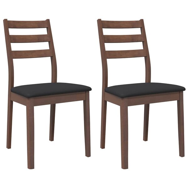 vidaXL Chaises à manger coussins 2 Pièces marron bois massif caoutchouc