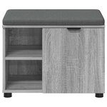 vidaXL Banc d'entrée avec coussin Uni Gris Sonoma 60 x 38 x 46 cm