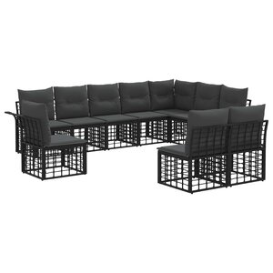 vidaXL Ensemble de canapés d'extérieur 10 Pièces Noir et Gris foncé