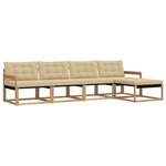 vidaXL Ensemble de canapés d'extérieur 5 Pièces Blanc et Beige