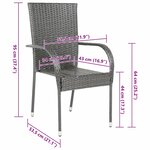 vidaXL Chaises empilables d'extérieur lot de 6 Gris Résine tressée