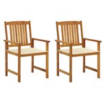 vidaXL Chaises de jardin avec coussins lot de 2 Bois d'acacia massif