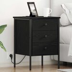 vidaXL Cabinet de chevet avec tiroir 2 Pièces Chêne noir 42 x 41 x 61 cm