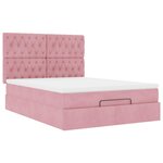 vidaXL Cadre de lit ottoman avec matelas rose 140x190 cm velours