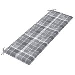 vidaXL Banc Batavia coussin à motif de carreaux gris 150cm Bois teck