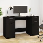 vidaXL Bureau avec armoire latérale Noir Bois d'ingénierie