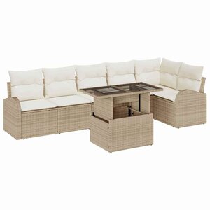 vidaXL Ensemble de canapé de jardin 7 Pièces beige et crème polyrotin