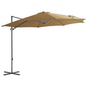 vidaXL Parasol de jardin en porte-à-faux avec mât en acier taupe