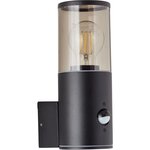 Applique extérieure avec détecteur de mouvement - Noir dépoli - E27 20W - Alu/plastique - IP44