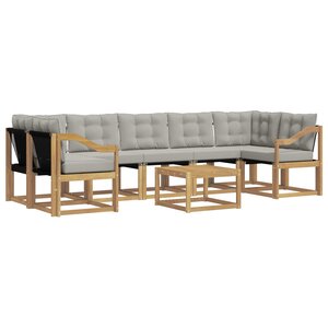 vidaXL Ensemble de canapés d'extérieur 8 Pièces Blanc et gris clair