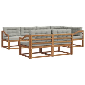 vidaXL Ensemble de canapés d'extérieur 7 Pièces Naturel et gris clair