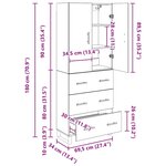 vidaXL Haut Armoire 2 Pièces Chêne artisanal Bois Aggloméré et Verre