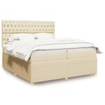 vidaXL Sommier à lattes de lit avec matelas Crème 200x200 cm Tissu