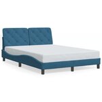 vidaXL Cadre de lit avec lumières LED bleu 140x190 cm velours