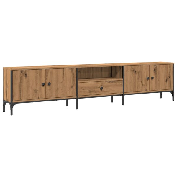 vidaXL Meuble TV à tiroir chêne artisanal 200x25x44 cm bois ingénierie