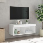 vidaXL Meuble TV avec lumières LED blanc 80x30x30 cm