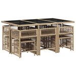 vidaXL Ensemble à manger de jardin et coussins 11 Pièces beige poly rotin