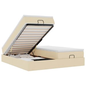 VidaXL Cadre de lit ottoman avec matelas crème 160x200 cm tissu