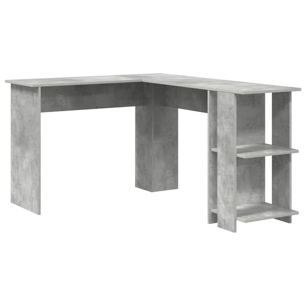 vidaXL Bureau d'angle avec rangement Gris béton 140 x 113.5 x 75 cm