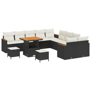 vidaXL Ensemble de canapé de jardin 13 Pièces Noir polyrotin