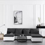 Vidaxl canapé-lit extensible à 4 places similicuir blanc