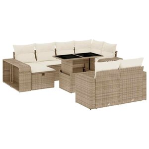 vidaXL Salon de jardin 11 Pièces avec coussins beige résine tressée