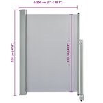 vidaXL Auvent latéral rétractable de patio 120 x 300 cm Gris