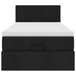 vidaXL Cadre de lit ottoman avec matelas noir 80x200 cm tissu