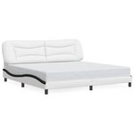 vidaXL Cadre de lit avec LED sans matelas Hvar blanc et noir 200x200 cm