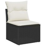 vidaXL Ensemble de canapé de jardin avec coussin 9 Pièces Noir Poly rotin