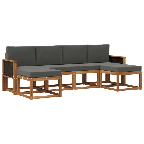 vidaXL Ensemble de canapés d'extérieur 6 pc Naturel et Anthracite