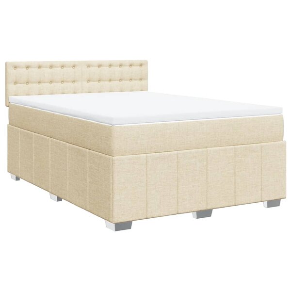 vidaXL Sommier à lattes de lit avec matelas Crème 140x200 cm Tissu