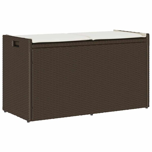 vidaXL Banc de rangement extérieur coussin marron 100cm résine tressée