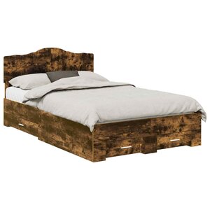 vidaXL Cadre de lit Chêne fumé 120 x 200 cm Bois d'ingénierie